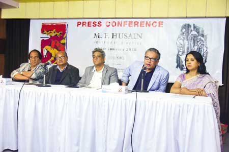 Goutam Chakraborty, director of Galleri Kaya speaks at the press meet
