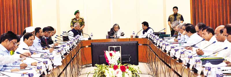 Prime Minister Sheikh Hasina presiding over ECNEC meeting at NEC Conference Room at Sher-e-Bangla Nagar, in Dhaka on Tuesday.	photo : pid