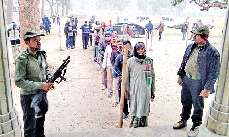 A view from a polling centre in Gaibandha-5 by-polls on Wednesday.	PHOTO: OBSERVER