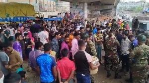 RMG workers block Dhaka-M'singh highway demanding job reinstatement