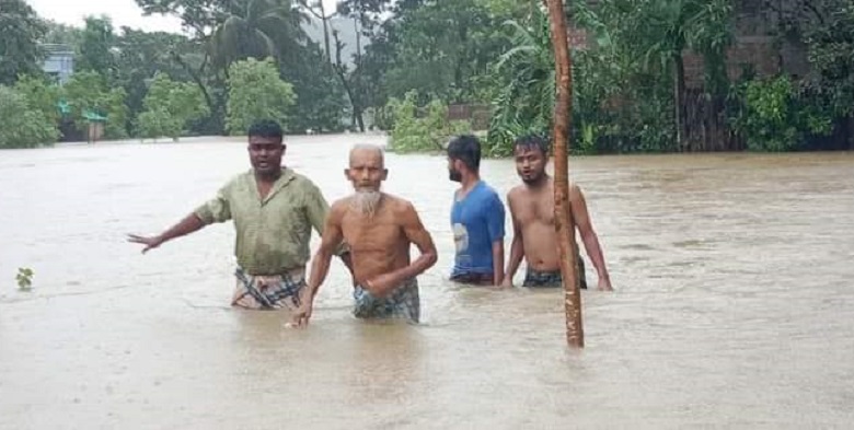 Some low lying ares in Cox's Bazar district has submerged due to the continuous heavy rainfall. Photo: Observer