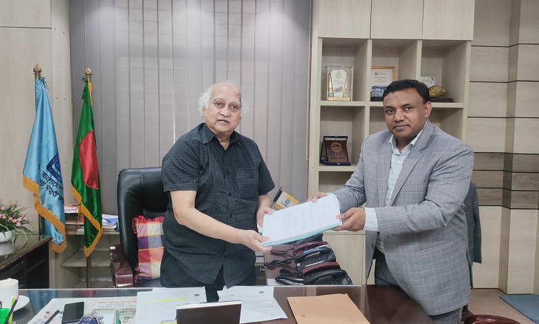 NSTU VC greets UGC Chairman.