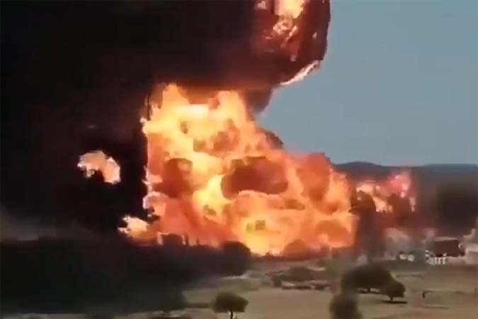 Screen grab of explosion circulated on social media