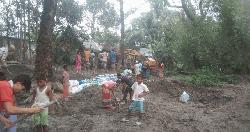 Locals build roads with their own expense in Netrakona's Kendua 