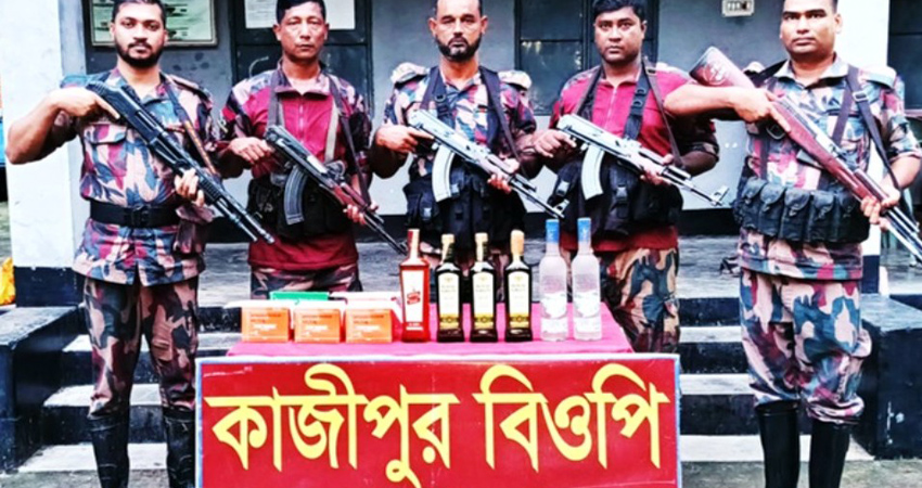BGB seizes Indian liquor and large cache of drugs in Daulatpur border drive