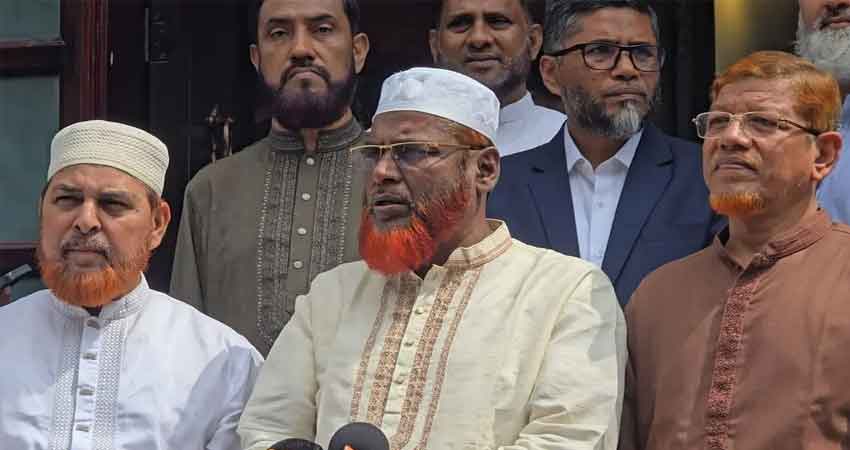 Jamaat-e-Islami Secretary General Mia Golam Parwar speaks to journalists after a discussion meeting with newspaper editors. Minto Road, Dhaka; August 24, 2026.