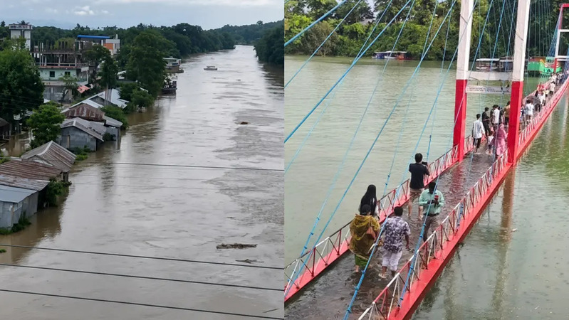 Rangamati Hanging Bridge, Baghaichhari lowlands submergerd