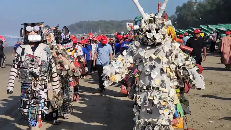 12 ‘Waste Men’ raise awareness at Cox’s Bazar beach