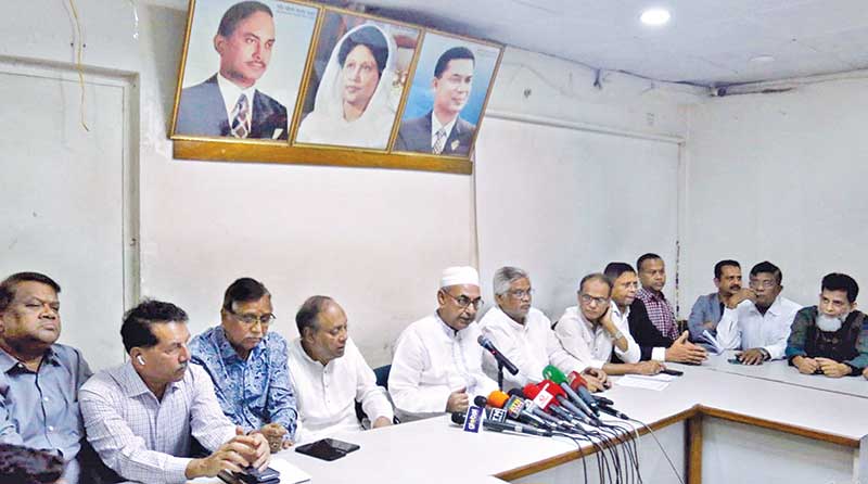 BNP senior leader Mirza Abbas speaking at a press conference in the party�s Naya Paltan Central Office in the city on Thursday.	photo: observer