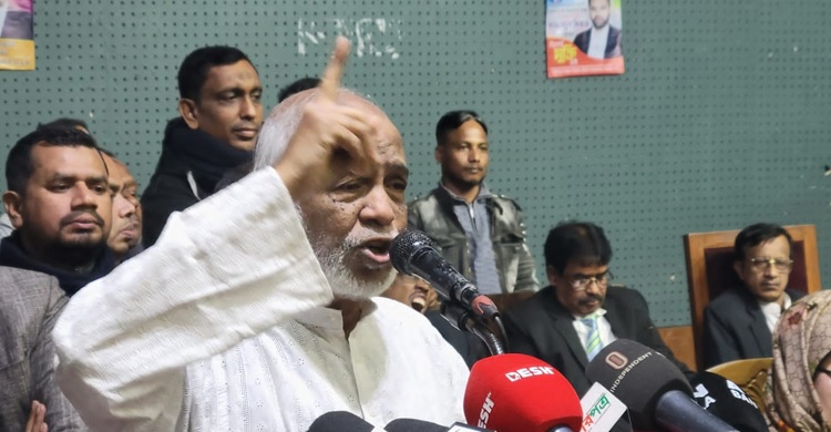 BNP senior leader Dr Abdul Moyeen Khan speaks at a discussion organised at the Institution of Engineers, Bangladesh, marking the 88th birth anniversary of party founder Ziaur Rahman on Thursday 