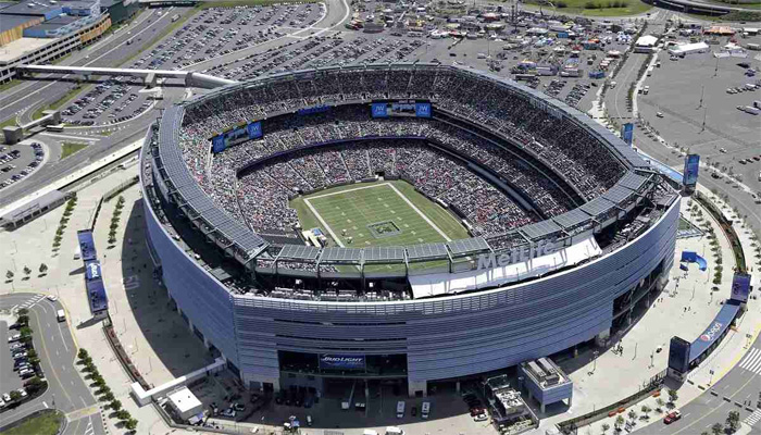  This is an aerial view showing MetLife Stadium in East Rutherford, N.J., June 20, 2014. AP Photo/Seth Wenig, File