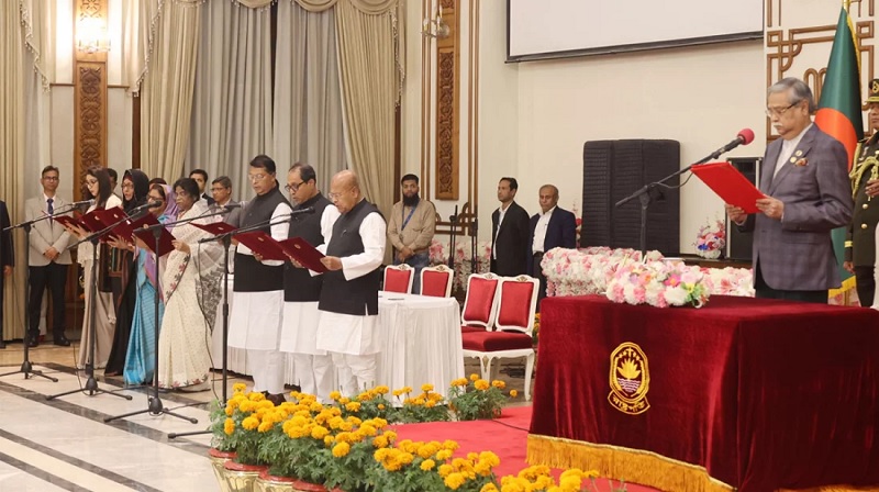 President Mohammed Shahabuddin on Friday (March 1) administers oath to seven new state ministers at Bangabhaban in the capital on Friday (March 1) evening