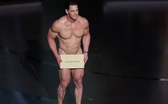 John Cena performs on stage during the presentation of the Oscar for Costume Design on stage during the Oscars show at the 96th Academy Awards in Hollywood, Los Angeles, California, U.S., March 10, 2024. - Mike Blake(REUTERS)