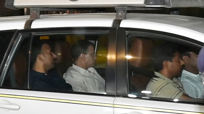 Delhi Chief Minister Arvind Kejriwal is arrested by the Enforcement Directorate following a raid on March 21, 2024, in New Delhi, India. Hindustan Times/Getty Images 