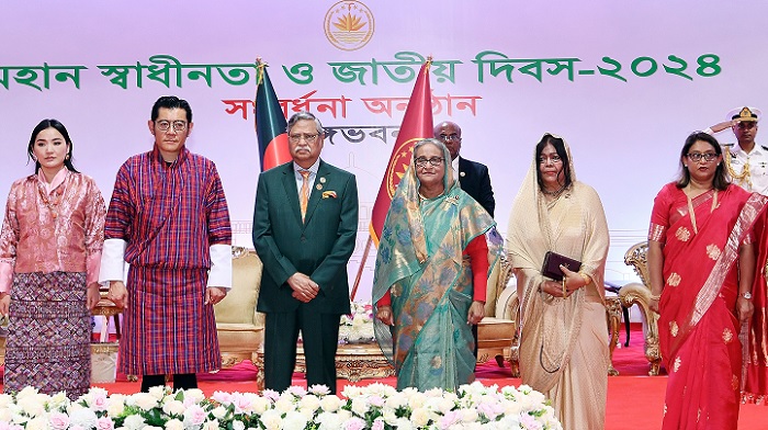 President Mohammed Shahabuddin and his wife Dr Rebeka Sultana on Tuesday hosted a reception at Bangabhaban where visiting Bhutanese King Jigme Khesar Namgyel Wangchuck and Prime Minister Sheikh Hasina were present