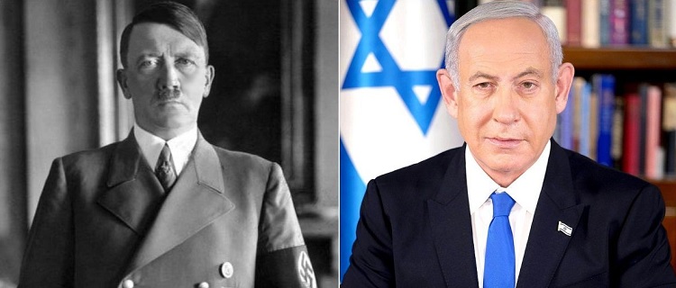 Nazi Germany dictator Adolf Hitler (left) and Israeli Prime Minister Benjamin Netanyahu