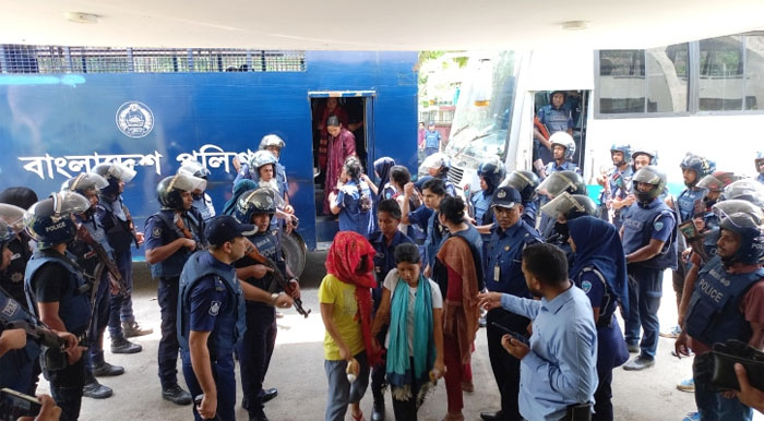 The suspected KNF members are being produced before Bandarban court on Thursday. Photo: Collected 