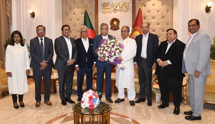 A delegation of the Private University Association, led by its chairman Sheikh Kabir, paid a courtesy call on President Mohammed Shahabuddin at the Bangabhaban in Dhaka