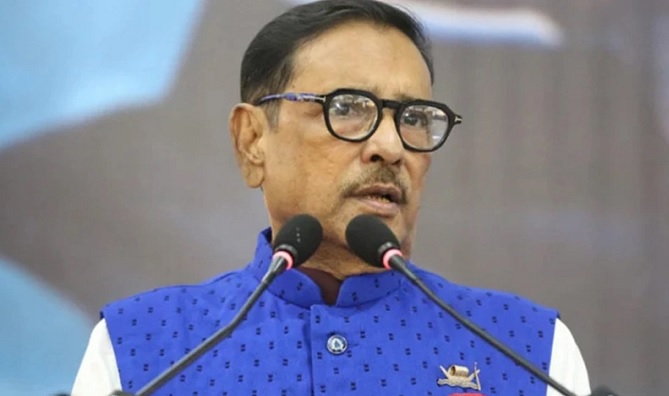 Awami League General Secretary Obaidul Quader addresses a discussion at AL's Dhaka district unit office at Tejgaon marking the 44th Homecoming Day of AL President and Prime Minister Sheikh Hasina on Friday,