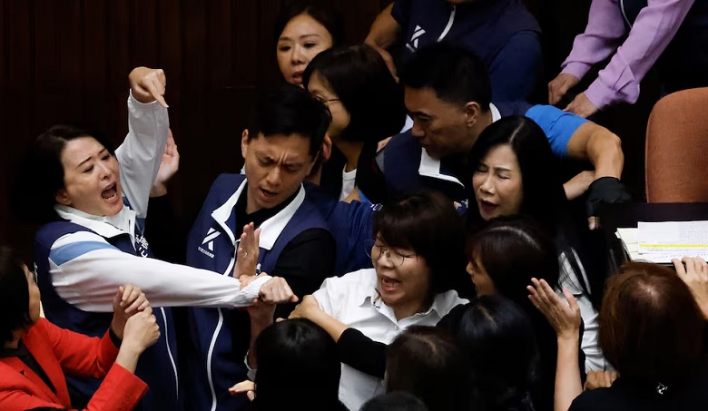 Taiwan lawmakers argue and exchange blows during a parliamentary session in Taipei, Taiwan May 17, 2024. REUTERS