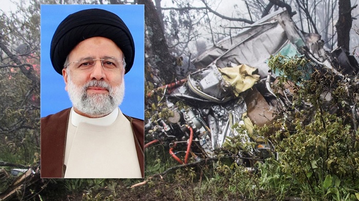 A view of the wreckage of Iranian president Ebrahim Raisi's helicopter at the crash site on a mountain in Varzaghan area, northwestern Iran, May 20, 2024. Stringer/WANA (West Asia News Agency) via REUTERS