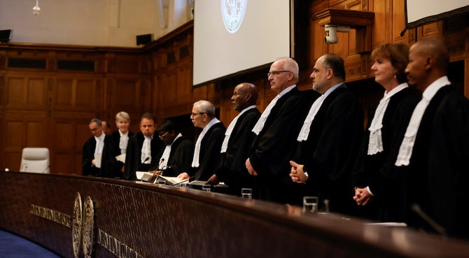 Judge Nawaf Salam, president of the International Court of Justice (ICJ) presides over the International Court of Justice (ICJ), during a ruling on South Africa's request to order a halt to Israel's Rafah offensive in Gaza as part of a larger case brought before the Hague-based court by South Africa accusing Israel of genocide, in The Hague. (Reuters)