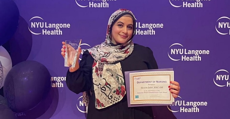 Hesen Jabr received an award from NYU Langone for providing excellent care to patients suffering perinatal loss. Photograph: courtesy of Hesen Jabr