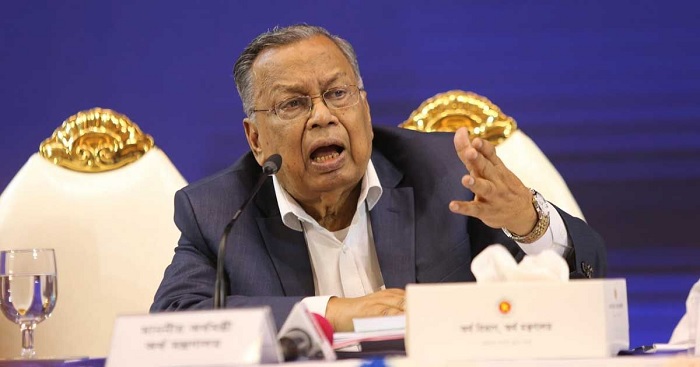 Finance Minister Abul Hassan Mahmood Ali speaks at a post-budget press conference held at the Osmani Memorial Auditorium in the capital on Friday (June 7).