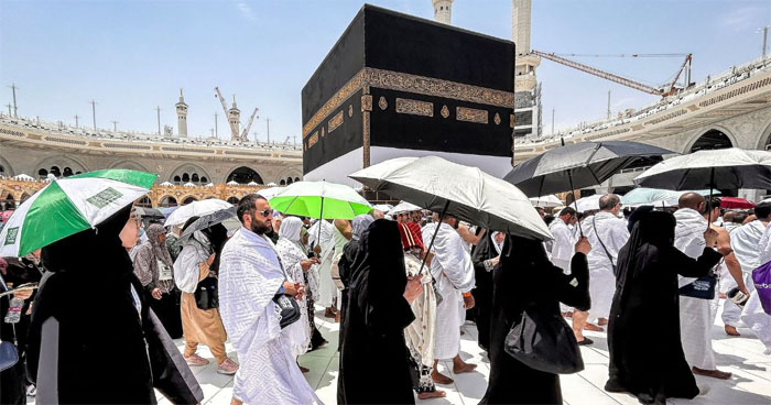 Muslim devotees walk around the Kaaba, Islam's holiest shrine, at the Grand Mosque in Saudi Arabia's holy city of Makkah on 13 June 2024, ahead of the annual Hajj pilgrimage. Photo: AFP