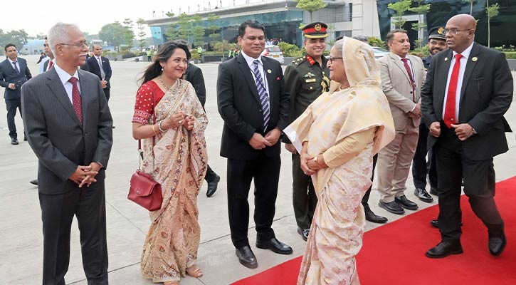 Indian Minister of State for External Affairs Shri Kirtivardhan Singh and Bangladesh High Commissioner to India Md Mustafizur Rahman see Prime Minister off at Palam Airport in New Delhi on Saturday afternoon.