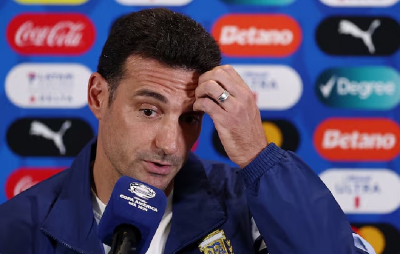 Argentina coach Lionel Scaloni during the press conference at Hard Rock Stadium, Miami Gardens, Florida, United States. Photo: REUTERS