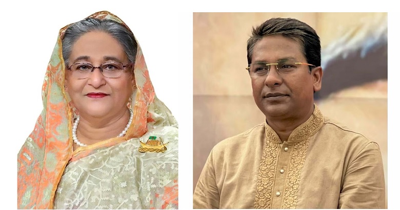 Former prime minister Sheikh Hasina (L) and ex-MP Shafiqul Islam Shimul (R). File Photo.