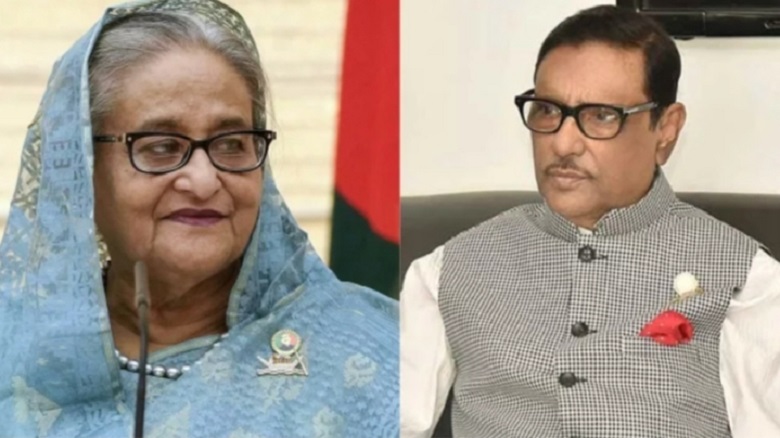 Former Prime Minister Sheikh Hasina (L), and former Minister of Road Transport and Bridges Obaidul Quader (R). File Photo