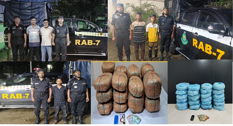 Photo shows the arrested individuals and the seized drugs. Photo: Observer