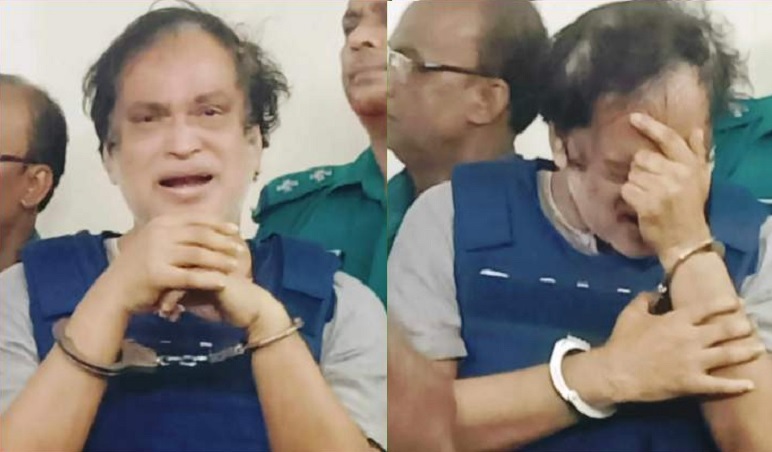 Former MP for Dhaka-7 constituency and a prominent leader of Awami League Haji Mohammad Selim broke into tears while hearing at a Dhaka court on Monday. Photo: Collected