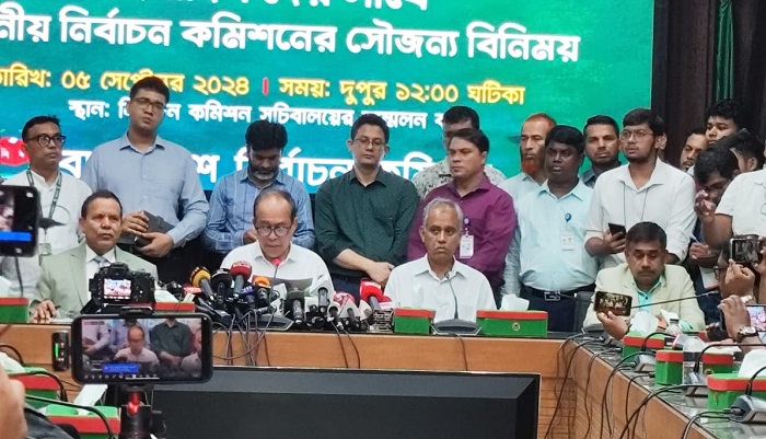 CEC Kazi Habibul Awal during a press conference 