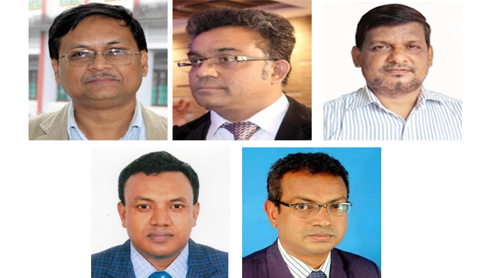  RU VC Prof Saleh Hasan Naqib (top left), JU VC Prof Mohammad Kamrul Ahsan (top 2nd right), SAU VC Prof Md Abdul Latif (top right), NSTU VC Prof Muhammad Ismail (bottom left) KUET VC Prof Mohammad Mashud (bottom right). File Photos 