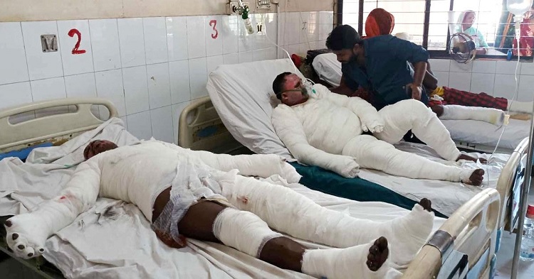 Chittagong ship breaking factory explosion victims suffer lying on beds at Chittagong Medical College Hospital on Saturday, September 7, 2024