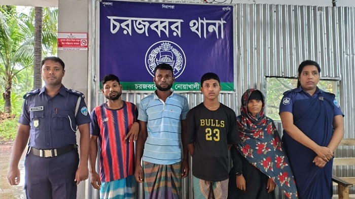 Four people have been arrested in connection with beating and torturing a housewife by tying her hands and legs at Subarnachar in Noakhali district.