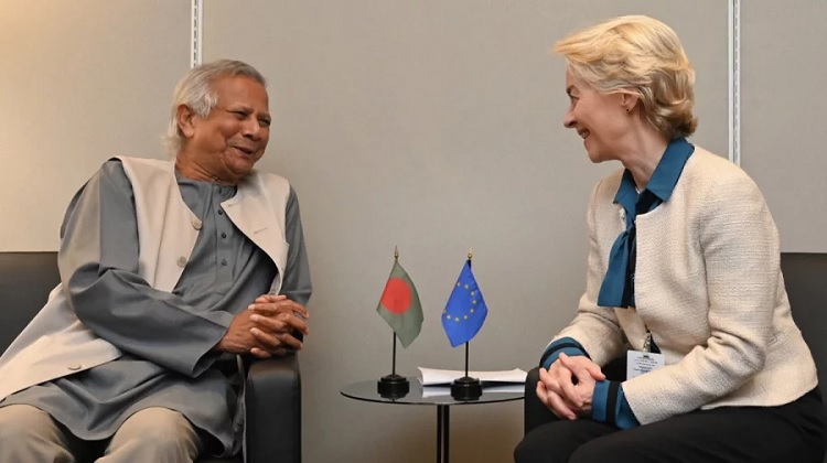 President of the European Commission Ursula Von der Leyen calls on Bangladesh Chief Adviser Professor Muhammad Yunus on the sidelines of the United Nations General Assembly in New York on Thursday.