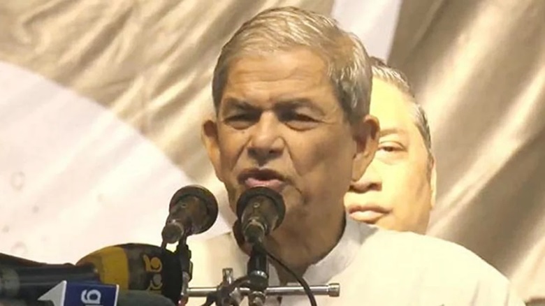 BNP Secretary General Mirza Fakhrul Islam Alamgir speaks at a memorial event marking the eighth death anniversary of BNP leader Brigadier General ASM Hannan Shah in Gazipur on Friday