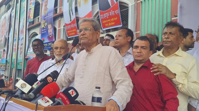 BNP Secretary General Mirza Fakhrul Islam Alamgir addresses a workers' rally at Konabari Degree College ground in Gazipur city on Saturday (September 28) afternoon.