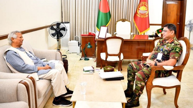 Chief of Army Staff General Waker-Uz-Zaman on Tuesday (October 1) paid a courtesy call on Chief Adviser Professor Muhammad Yunus in Dhaka.