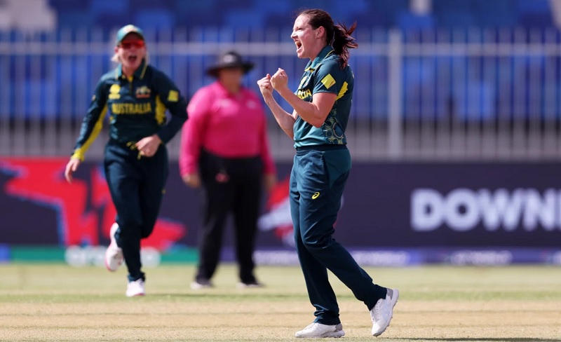 Megan Schutt produced figures of 4-1-12-3 to go to the top of the table for the most wickets at Women's T20 World Cups• Oct 05, 2024 • ICC/Getty Images