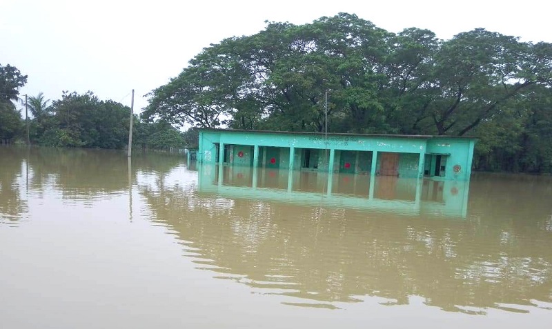 Another primary school submerged in the flash flood at Durgapur upazila of Netrokona district. Photo: The Daily Observer