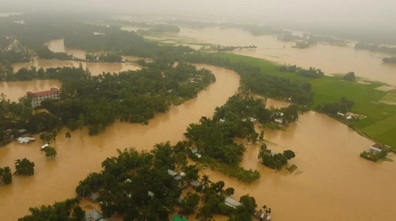 Most of the parts of three northeastern districts submereged during the recent devastating flood. Photo: Collected