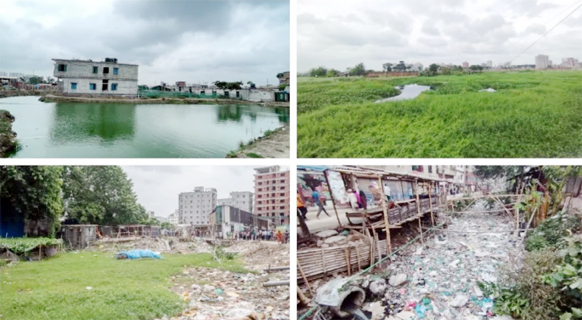 The file image of several canals in Dhaka.