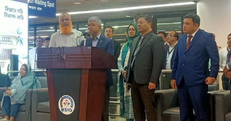 National Board of Revenue (NBR) Chairman Abdur Rahman Khan speaks at a press briefing after inaugurating a passenger service help desk at the Dhaka airport customs on Sunday.