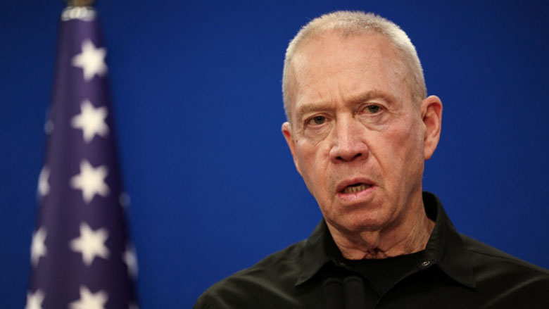 Israeli Defence Minister Yoav Gallant speaks during a joint press conference with US Secretary of Defense Lloyd Austin at Israel's Ministry of Defense in Tel Aviv, Israel December 18, 2023. Photo: REUTERS/Violeta Santos Moura/File Photo 